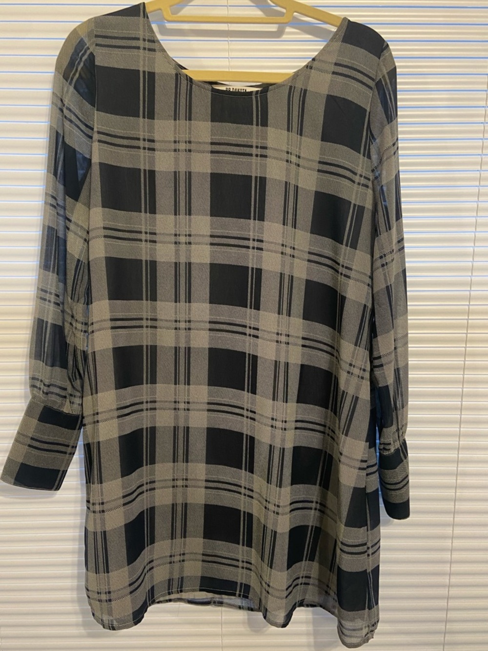 BB Dakota Plaid dress in navy blue and white